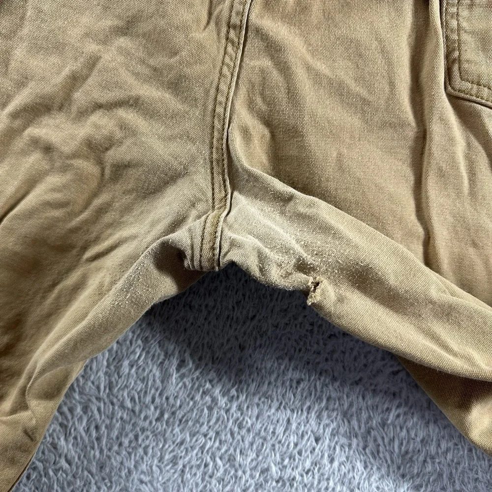 Carharrt Canvas Utility Pants Mens 46x30 (Fits 44x28) Relaxed Fit Brown Distress